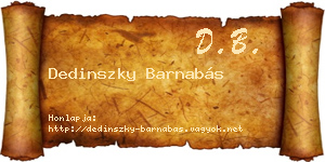 Dedinszky Barnabás névjegykártya